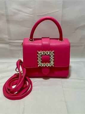 Blush Crush Hot Pink Crystal Buckle Crossbody Bag, NWT